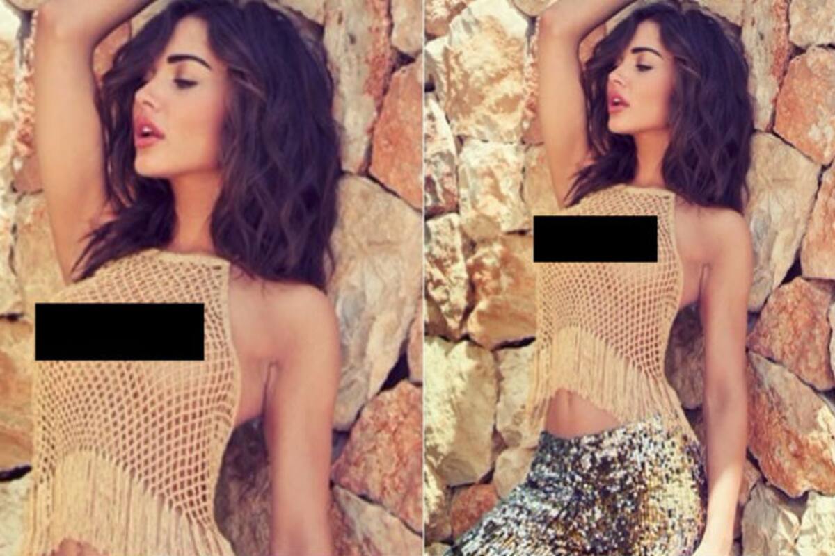 Amy Jackson Risks Flashing Her Nipples Wearing Netted Fringed Top ...