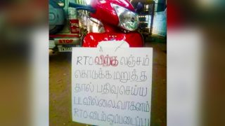 Tamil Nadu Man Refuses to Pay Bribe For Bike Registration, Leaves Two-Wheeler in Front of RTO With Hard-Hitting Signboard