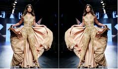 Pooja Hegde Looked Like an Absolute Diva in this Embellished Gold Jumpsuit at the LFW 2017 ramp!