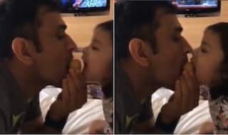MS Dhoni and Daughter Ziva Attack Besan Ladoo In Cute Video