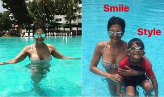 Mandira Bedi Poses in Bikini With Her Son in Pool (See Picture)