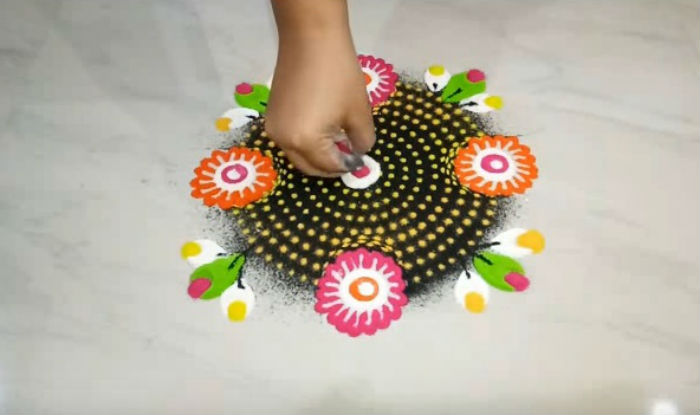 Diwali Rangoli Design How To Make Colorful Diwali Rangoli Using