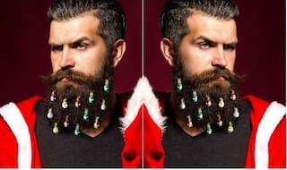 Last Year it was Glitter Beard, This Year Decorate Your Beard with Bauble For Christmas!
