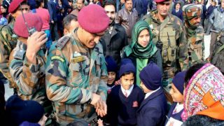 MS Dhoni Interacts With Army School Students in Srinagar, See Pics