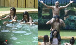 BB 11: Priyank, Benafsha, Bandgi, Puneesh Have Crazy Fun In The Pool With Other Housemates