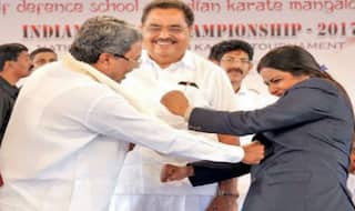 Karnataka CM Siddaramaiah Tries Karate With Black Belt