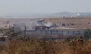 Indian Navy's MiG-29K Skids Off Runway, Catches Fire at Goa Airport