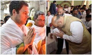 कर्नाटक चुनावः सत्ता के लिए राहुल गांधी और अमित शाह का 'टेंपल रन'