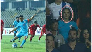 India v Kenya Intercontinental Cup 2018: Picture of Sunil Chhetri's Wife Sonam's Reaction After His Brace Helps India Thrash Kenya in His 100th International is EPIC