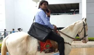 Bizarre: Bengaluru Man Rides to Office on Horse To Avoid Traffic