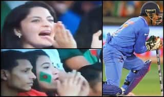 Lightning Strikes Again! MSD's Glovework Garners Contrasting Reaction From India, Bangladesh Girl in Final -- WATCH