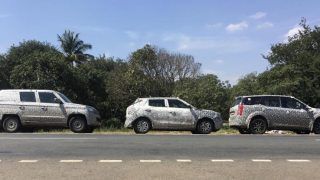 2018 Mahindra XUV500 Facelift Spied Testing in India with Mahindra TUV300 Plus & S201