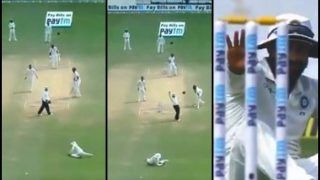 India vs West Indies 2nd Test: When Ravidra Jadeja Nearly Hit Umpire With a Bullet Throw of Umesh Yadav's Ball -- WATCH