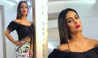 Hina Khan Looks Super Gorgeous as She Poses in Black Crop Top And Skirt on The Sets of Bigg Boss 12