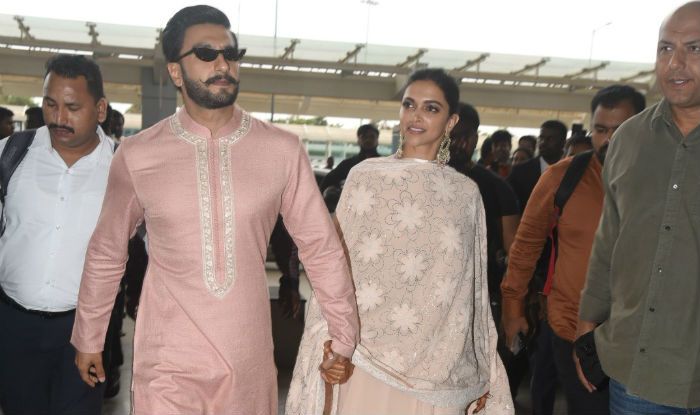 Ranveer Singh Deepika Padukone Twin in Pastel Pink as They Leave for Mumbai Post Bengaluru Reception Check Pics