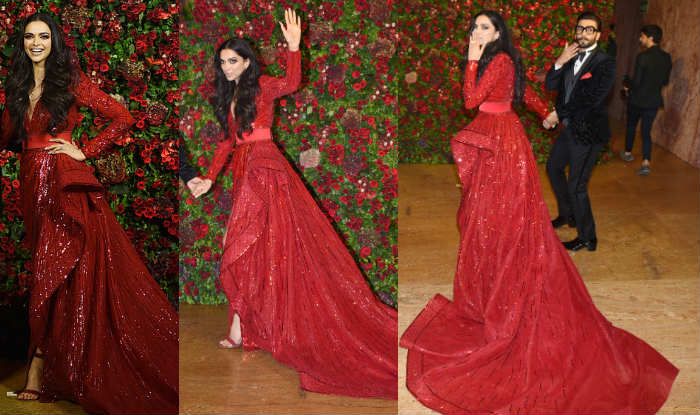 Deepika Padukone Wears A Deep Red Zuhair Murad Gown At Her Wedding Reception And Makes For A Sexy Bride See Pics India Com