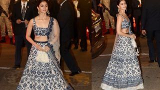 Alia Bhatt Looks Stunning in Blue And Off-White Shimmery Outfit by Manish Malhotra at Isha Ambani And Anand Piramal's Wedding, See Pictures