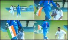 3rd T20I: Thala or God? Fan Halts Match to Touch Dhoni's Feet, Hands Him National Flag | WATCH