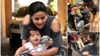 Actor-Entrepreneur Gul Panag Introducing Baby Boy Nihal to Bike Polishing And Ride is Mommy Goals, See Video