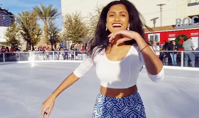 Indian Girl Dances on Aankh Marey Song With Ice Skaters Indian Girl Dances on Aankh Marey Song With Ice Skaters