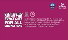 IPL Match at Kotla Stadium: Last Metro to Leave ITO at Midnight