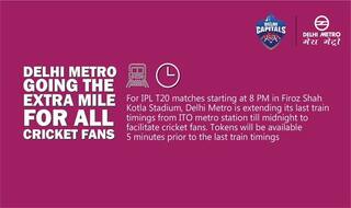 IPL Match at Kotla Stadium: Last Metro to Leave ITO at Midnight