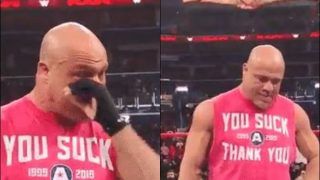 Kurt Angle Gets Emotional as WWE RAW Pays Tribute on His Final Appearance | WATCH