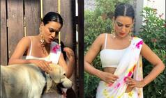 Nia Sharma Looks Ethereal as She Dons White Saree With Floral Prints, Check Sun-kissed Pics