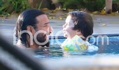Saif Ali Khan And Taimur Ali Khan Beat The Heat as They Take a Dip in The Pool