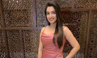 Bhojpuri Bombshell Amrapali Dubey Looks Hot And Sexy in Peach Dress as She Attends Promotional Event