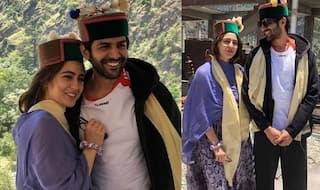 Sara Ali Khan, Kartik Aaryan Strike a Happy Pose in Himachali Caps in Shimla, Pictures go Viral