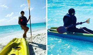Mandira Bedi Takes Adventurous Ride in 'High Seas' of Maldives in Kayak - Check Stunning Pictures