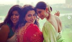 Jennifer Winget Plays The Perfect Bridesmaid in Pastel Green Saree at Best Friend's Wedding