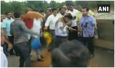 Miffed With Potholes on Road, Congress MLA Throws Mud Water on Civic Engineer