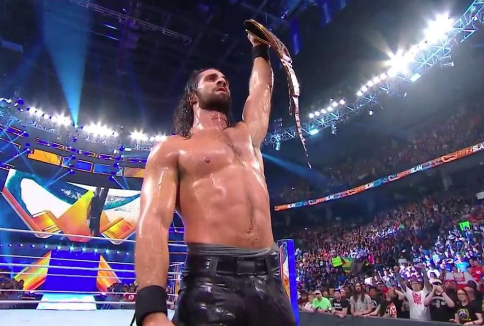 Wwe Summerslam Seth Rollins Beats Brock Lesnar To Win - 