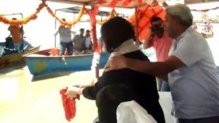 In Emotional Sendoff, Daughter and Husband of Sushma Swaraj Immerse Her Ashes in Ganga River | Watch