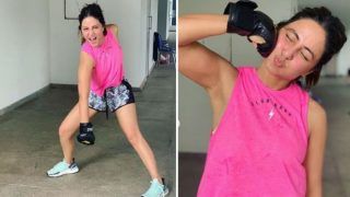 Television Hottie Hina Khan Flaunts Her 'Knockout Punch' in Her Latest Workout Pictures