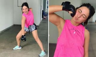 Television Hottie Hina Khan Flaunts Her 'Knockout Punch' in Her Latest Workout Pictures