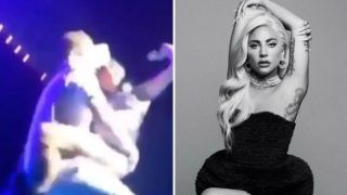 Lady Gaga Has an Epic Fall From Stage Along With Her Fan During Las Vegas Concert, Video Goes Viral