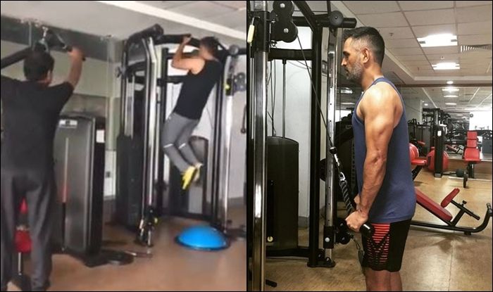 Ms Dhoni Fitness Gym Workout Pull Ups Indian Cricket