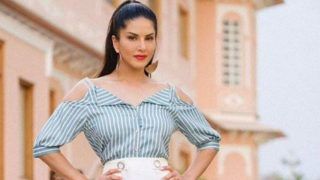 Sunny Leone Looks Hot And Sexy in Cold-shoulder Top And White Shorts But Her 'Wild Cherry' Lipstick is Stealing The Show