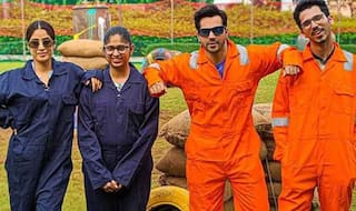 बिजी शूटिंग शेड्यूल के बीच वरुण धवन और जाह्नवी कपूर ने फैंस के साथ खेला पेंटबॉल