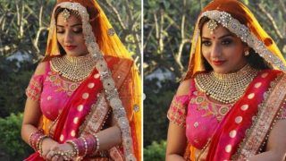 Bhojpuri Sizzler Monalisa's Hot Bridal Look in Pink-orange Lehenga Will Make You Gush Over Her
