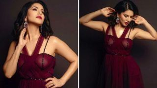 Sunny Leone Wears Sexy Maroon Dress For an Award Show And Her Fans Can't Stop Gushing Over Her