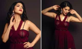 Sunny Leone Stuns in Maroon Dress For an Award Show And Her Fans Can't Stop Gushing Over Her
