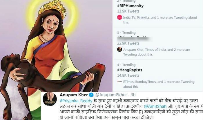 Image result for anupam kher tweet on hyderabad case