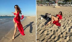Mouni Roy Sets The Internet Ablaze in Red Hot Bikini as She Flaunts Her Toned Body on The Beachside