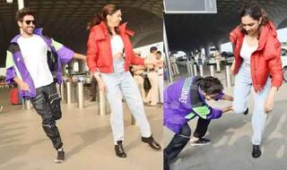 VIDEO: जब कार्तिक आर्यन ने दीपिका पादुकोण को एयरपोर्ट पर ही सिखाया डांस