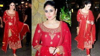 Kareena Kapoor Khan Gets Ready at Airport in a Lovely Red Suit For Cousin Armaan Jain's Roka Ceremony - Video