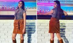 Sapna Choudhary Amps The Hotness Quotient in Sheer Monochrome Top And Velvet Skirt